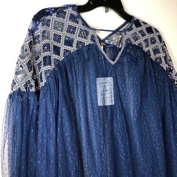 Free People NEW Joyride Sheer Embroidered Lace Top - Picture 6 of 15